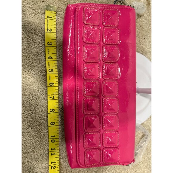 Pink Patent Leather Studded Clutch Chinese Laundry Chain Strap Rear Zipper - Picture 14 of 14